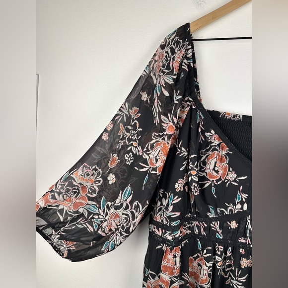 Torrid Floral Chiffon V Neck Tiered Dark Boho Prairie Maxi Dress Women’s Sz 4X - Picture 4 of 10